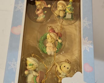 vintage 1997 precious moments 5pc ornaments #1632 #1633