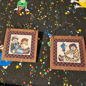 Antique Handmade Raggedy Ann and Andy Wall Art#box1 - Etsy