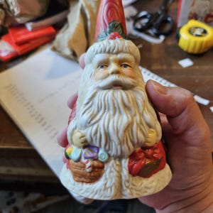 vintage 1996 hand painted porcelion santa bell #1689