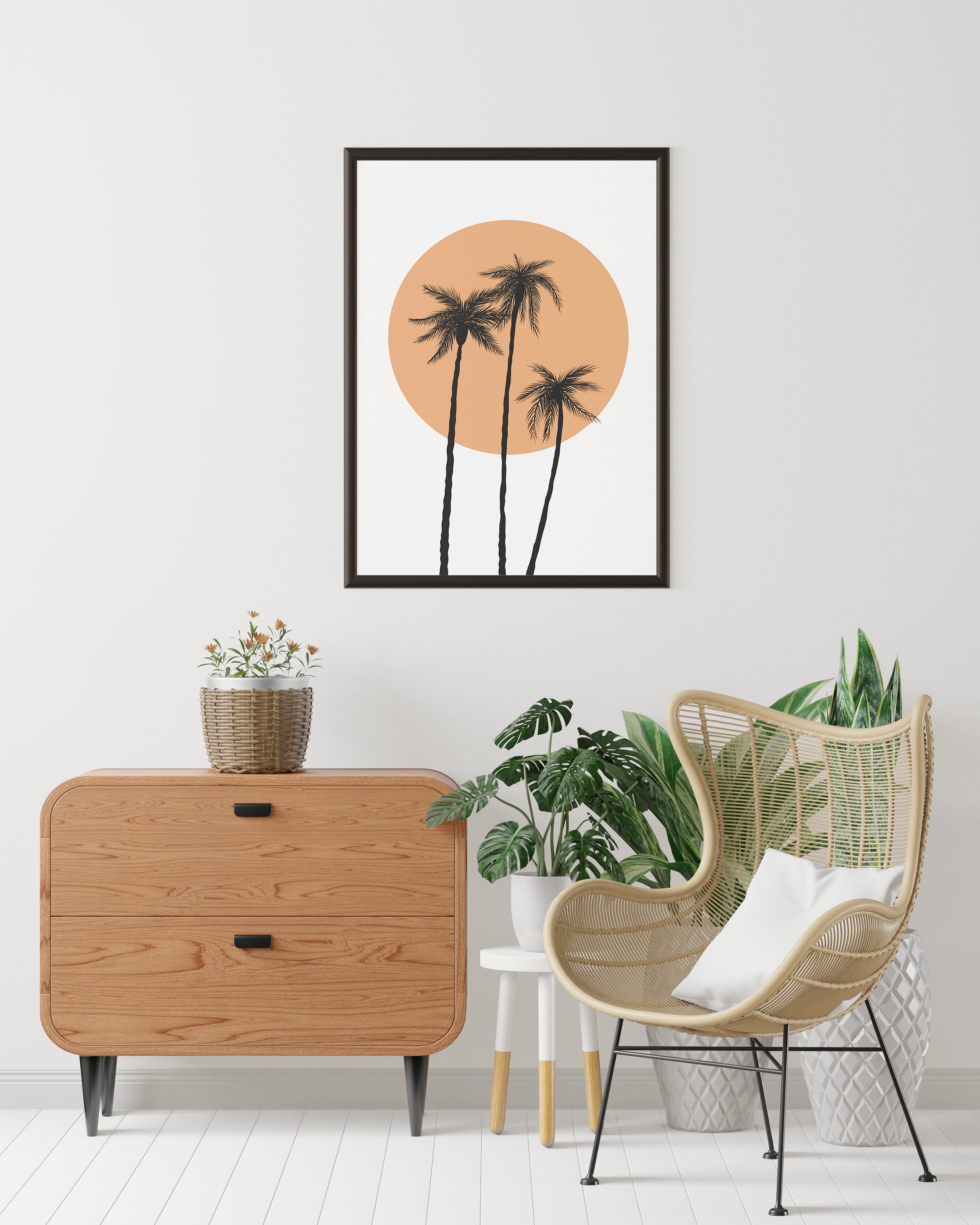 Palm Tree Printable, San Diego Wall Art, Black White Palm Trees