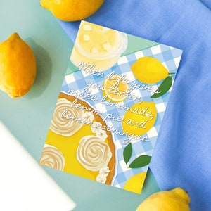 Illustration "When life gives you lemons" , Carte postale, Carte été, affiche déco, illustration estivale