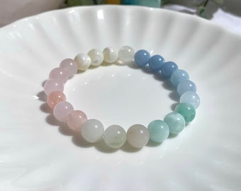 Rainbow Bracelet Ombre Multicolor Gemstone | Healing Self-Love Courage Peace Clarity Joy Calmness Gemstone Positive Energy | Jewelry Gift