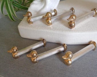 vintage porte-couteaux français / porte-noms. Canards élégants dans leur boîte de présentation d'origine. Décoration de table à manger
