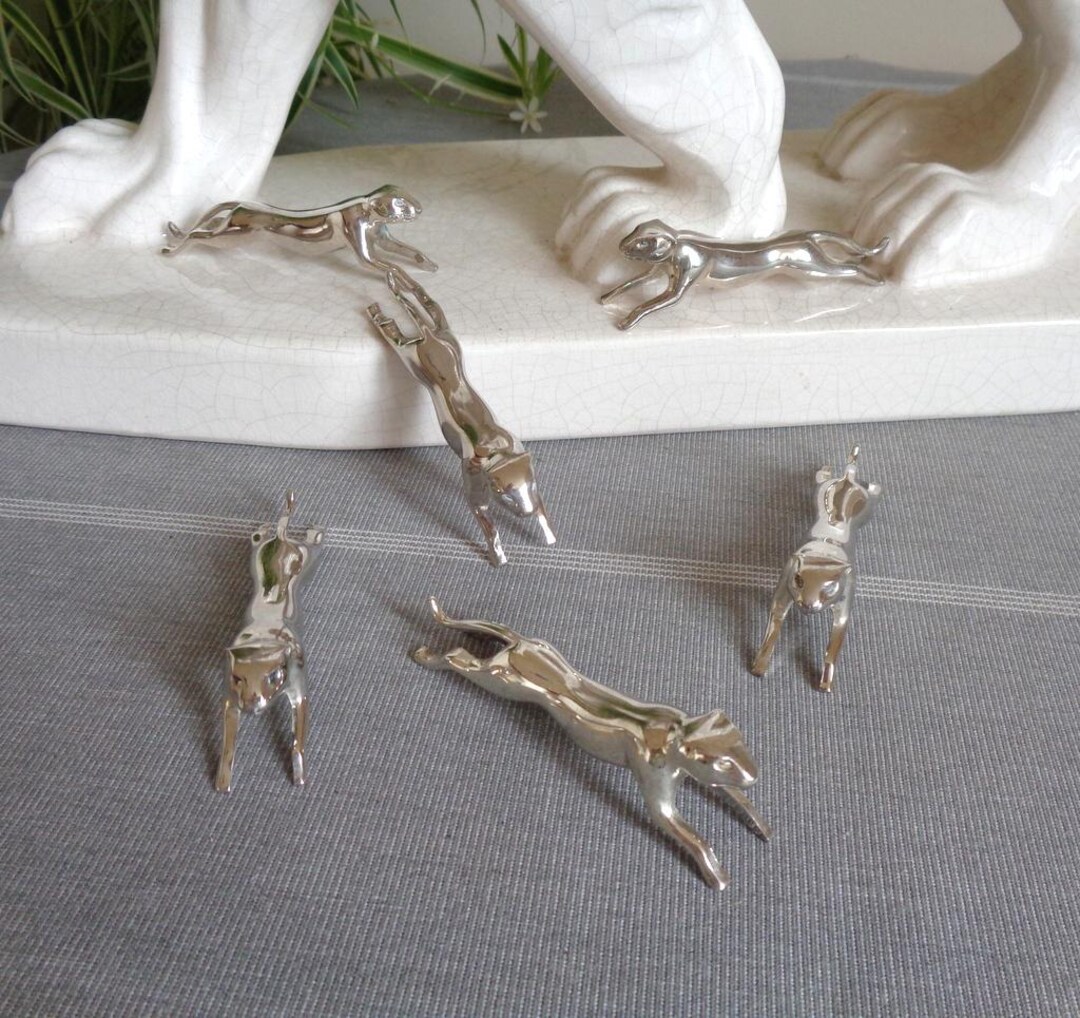 Collier « Panthères » En Métal Argenté Avec Strass - Réf. CH281 - Occasion Bon état