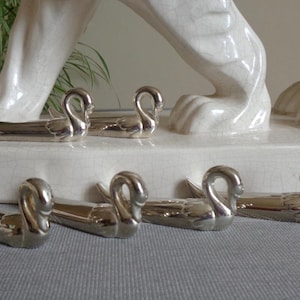 Knife Rests. SIX Vintage French Silver Plated Cutlery Rests. Elegant Swans Porte Couteaux. Dining Table Top Flatware Decor