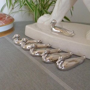 SIX Vintage French Knife Rests. Silver Plated Porte Couteaux. Delightful Ducks Design. Cutlery Rests. Dining Table Top Decor