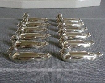 TWELVE Vintage French Knife Rests. Silver Plated Porte Couteaux. Delightful Ducks Design. Cutlery Rests Table setting for any Occasion.