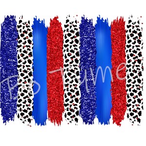 Blue and Red Glitter, Animal Print Brushstroke Background PNG - Sublimation Background