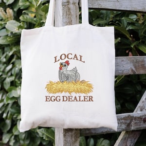 Chicken Embroidery Design 4 x 4 Chicken on Nest Local Egg Dealer