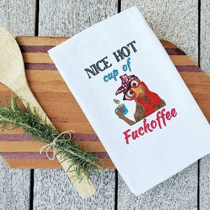 Bandana Chicken Embroidery Design Nice Hot Cup Of Fuckoffee 5 x 7