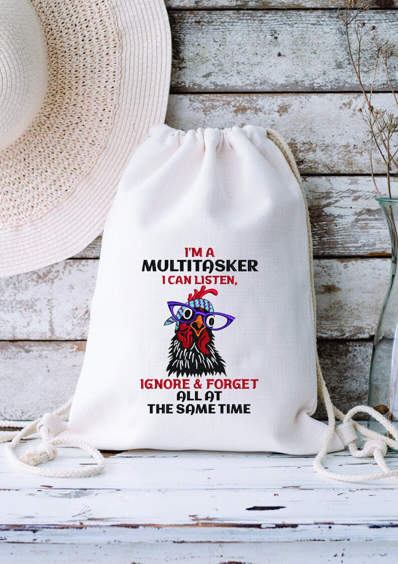 Bandana Chicken Embroidery Design 5 X 7 I'm A Multitasker Listen Ignore ...