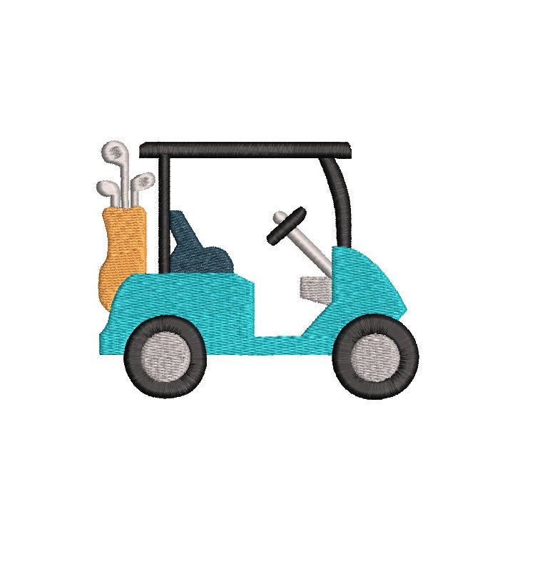 Golf Cart Embroidery Design 4 x 4