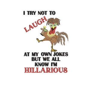 Puede incluir: Un gallo de dibujos animados con gafas y sosteniendo una bebida con el texto "Intento no reírme de mis propias bromas, pero todos sabemos que soy divertidísimo".