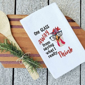 Bandana Chicken Embroidery Design 5 x 7 One Glass Away From Saying What I Really Think
