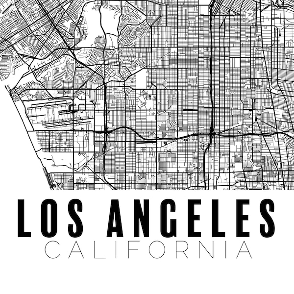 Digital Print - City Map of Los Angeles, California