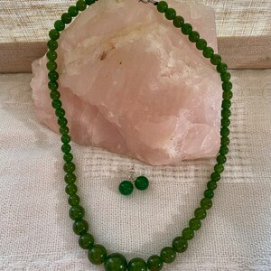 Handmade Emerald Crystal On Sterling Silver Jewelry Set. Necklace & Earrings