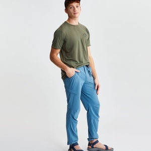 Men's Helios Trail Pants, Cargo Pants, Casual Slacks, Men's Activewear, Men's Trousers with Pockets, Guy's Quick Dry Joggers, Marlin Blue image 4