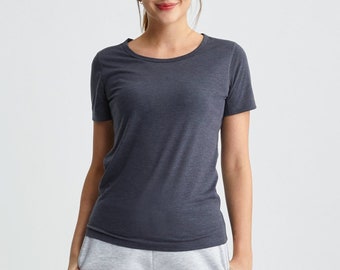 Women’s Daymaker Tee, Cool Wick Short Sleeve T Shirt, Quick Dry Shirt for Her, Lightweight Women's Top, Ladies Loungewear, Pebble Grey