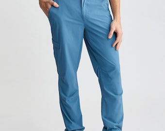Men's Helios Trail Pants, Cargo Pants, Casual Slacks, Men's Activewear, Men's Trousers with Pockets, Guy's Quick Dry Joggers, Marlin Blue