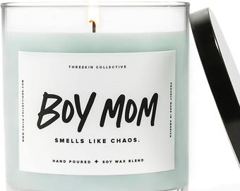 Boy Mom Natural Soy Wax Candle Aromatherapy for Moms, Driftwood Essential Oils with a Hint of Chaos, Long Lasting Candles Burns for 75 Hours