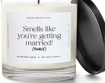 Engagement Candle, Smells Like You’re Getting Married, Finally, Lavender Lemongrass Handmade Scent, 100% Natural Soy Wax Blend, 75 Hr Burn