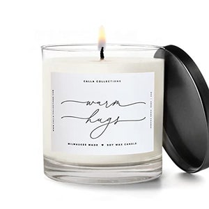 Warm Hugs Candle, Sympathy Gift, Get Well Soon Gifts for Women, Lemongrass Lavender Handmade Scent 100% Soy Wax, 60 Hr Burn, Thinking of You