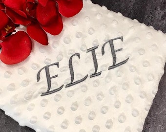 Personalized Embroidery Blanket & Pillow For Newborn Baby, Embroidered Baby Shower Gift