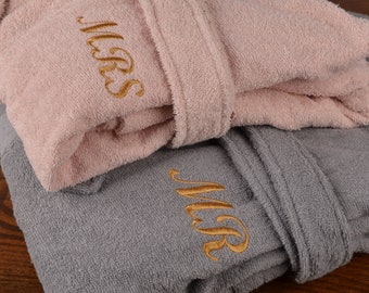 Mr & Mrs Bademantel-Set, personalisierte Geschenke für Paare