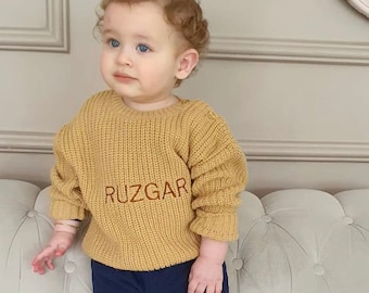 Maglione per bambini personalizzato, con nome del bambino ricamato, maglione per bambini personalizzato