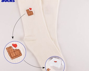 Chaussettes avec prénom personnalisé Chaussettes avec prénom brodé sur des chaussettes en coton doux