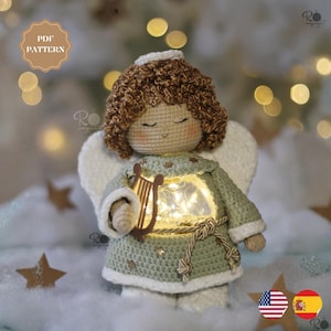Patrón de lámpara de ángel a crochet – Luz nocturna amigurumi (Descarga en PDF)