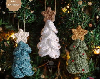 Mini Christmas Tree Ornament Crochet Pattern – Holiday Decor | PDF Digital Download