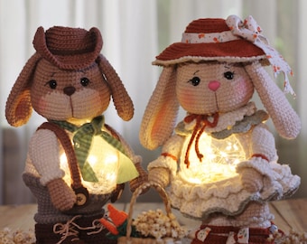 Bunny Amigurumi Crochet Pattern – Easter & Home Decor DIY Plush Lamp | PDF Digital Download