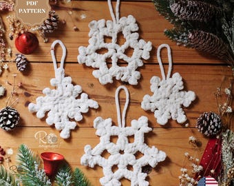 Snowflake Ornaments Crochet Pattern – Christmas Tree Decor | Easy Beginner PDF Pattern