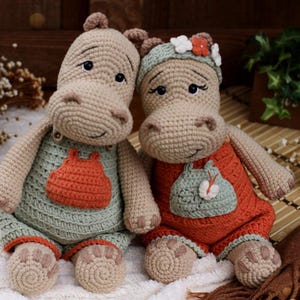 Crochet Hippo Couple – Advanced Amigurumi Pattern | PDF Download