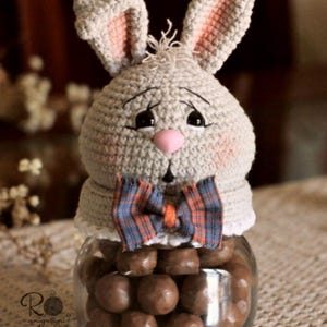 Bunny Amigurumi Crochet Pattern – Cute Chocolate Jar Cover | PDF Digital Download