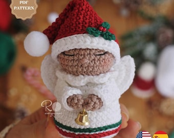 Padrão de crochê Amigurumi de Anjo de Natal – Sino | Decoração de Natal | Download digital em PDF