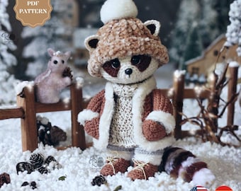 Raccoon Amigurumi Crochet Pattern – Cozy Winter Plush Toy | PDF Digital Download