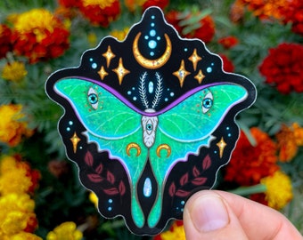 Luna Moth / adesivo fustellato in vinile impermeabile olografico