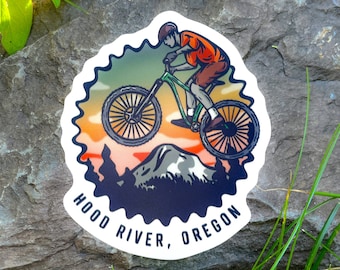 Hood River Mountain Biking |  Waterproof Vinyl Die Cut Sticker
