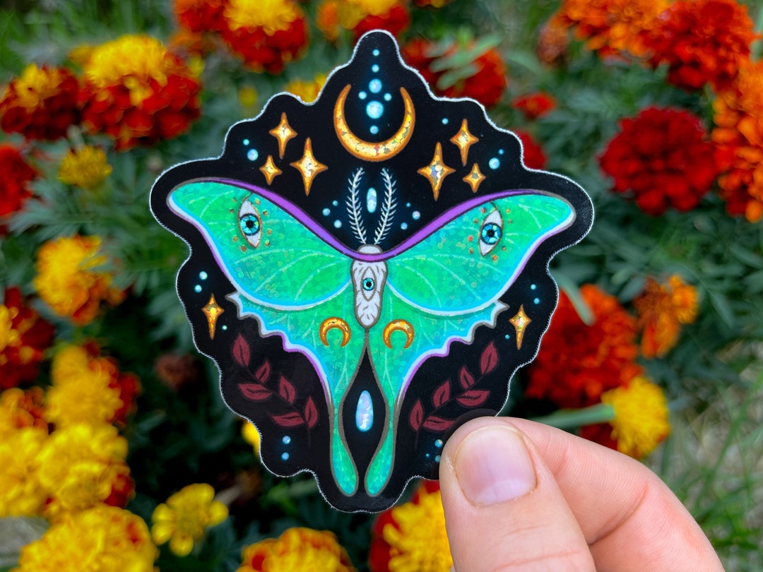 Luna Moth | Holographic Waterproof Vinyl Die Cut Sticker - Etsy