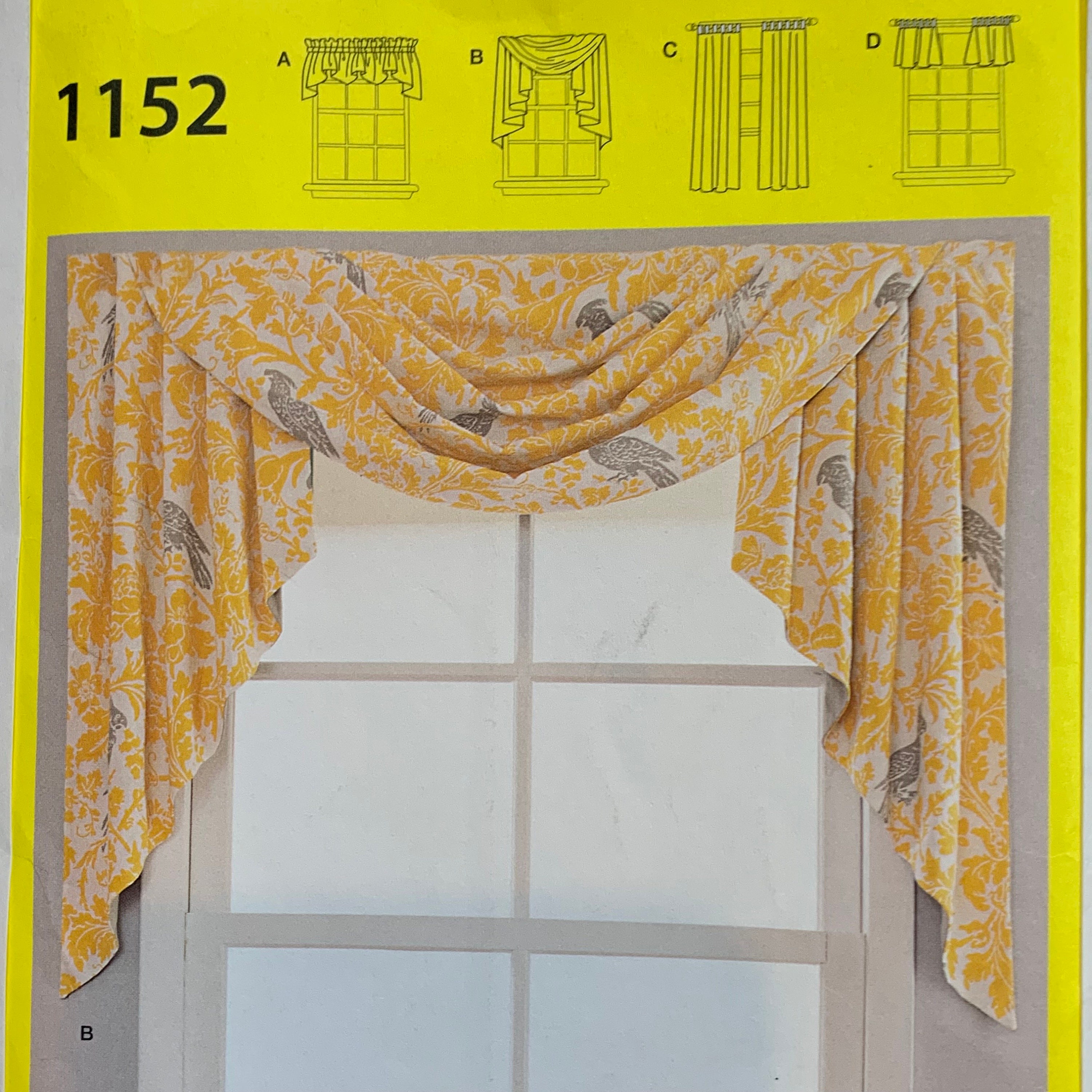 Simplicity Pattern 1152 Window Treatments UNCUT FACTORY FOLDED Topper