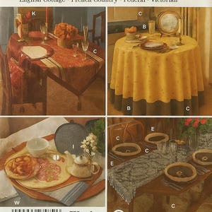 Op de afbeelding: Een catalogusomslag met tafelbladontwerpen. De tekst luidt "ShowHouse TABLETOP" en vermeldt stijlen als "English Cottage" en "French Country". De afbeelding toont diverse tafelopstellingen, inclusief tafelkleden, borden en decoratieve elementen.