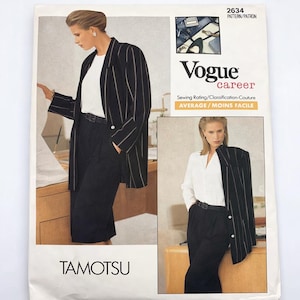 Vintage Vogue Career Pattern 2034 by Tamotsu | 1980s Blazer, Skirt & Pants Suit Pattern | Size 14-18 | Office Chic UNCUT FF