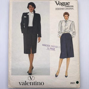 Vogue Jacket Skirt Blouse and Bow size 14 by Valentino Sewing Pattern