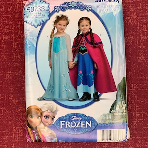 Disney Frozen Fever Anne Elsa dress cape Princess Cosplay Children's Halloween Costume Simplicity Sewing Pattern S0733 Sizes 3-8 UNCUT FF