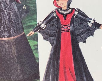 McCall&#39;s M6817 Girls Scottish Princess and Vampire Halloween Costume Sewing Pattern, Merida Disney film Brave Gothic Bat Cape Kids Size3-8