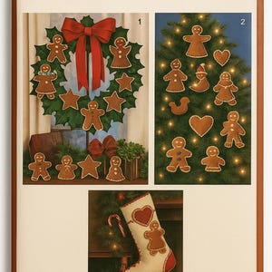 Puede incluir: Patrón de costura Simplicity 9648 con adornos de hombre de jengibre y estrella. Incluye diseños de corona, árbol y calcetín. El patrón es de talla única y tiene un precio de $2.50.