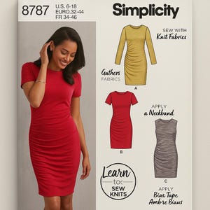 simplicity bodycon dress pattern 8787 Knit Sewing | Ruched Bodycon, Sizes 6–18 wedding platter Bethany Backless Push-Up Bra Height:5 ft