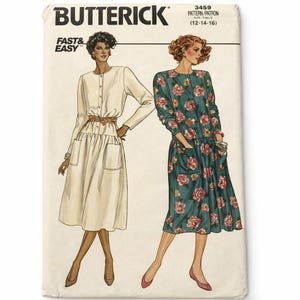 Butterick 3459 Storlek 12-14-16 Enkel Klänning med Fickor